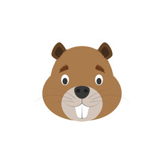 Beaver face in cartoon style for children. Animal Faces Vector illustration Series
