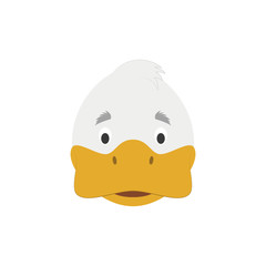 Duck face in cartoon style for children. Animal Faces Vector illustration Series