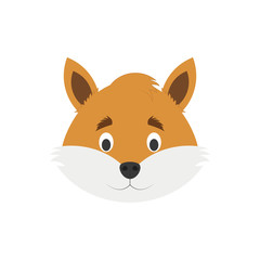 Fox face in cartoon style for children. Animal Faces Vector illustration Series