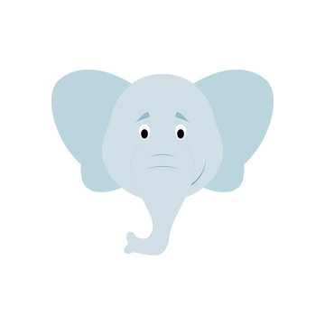 Elephant face in cartoon style for children. Animal Faces Vector illustration Series