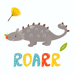 Cute ankylosaurus dino. Roarr greeting card