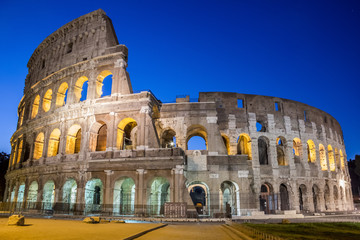 Famous Colosseum under the night sky in Rome