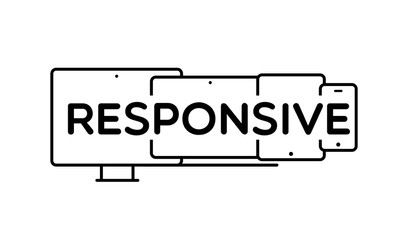 Fototapeta premium Responsive design. Mobile devices with the word 