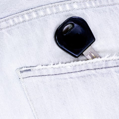 Closeup to jeans pocket with car key