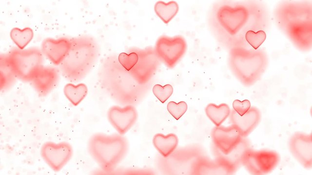 St. Valentine's Day. Focusing and defocusing on three-dimensional images of hearts. White background.