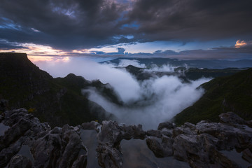 Mist over the Riviere des Remparts in La Plaine des Cafres, Reunion Island