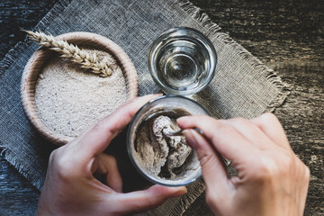 Process of feeding rye starter for bread products