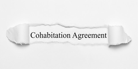 Cohabitation Agreement on white torn paper