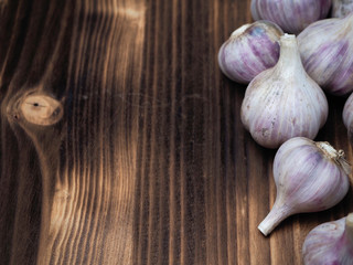 garlic on a wooden table