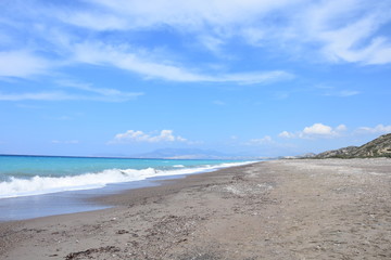 The beautiful north-west coast of the island of Rhodes.