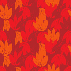 Seamless pattern with autumn leaves lying on the ground. Design for wallpaper, gift paper, pattern fills, web page background, autumn greeting cards