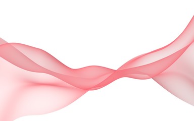 Abstract pink wave. Bright pink ribbon on white background. Pink scarf. Abstract smoke. Raster air background. Vertical image orientation. 3D illustration