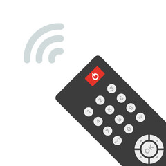 Remote control. TV remote controller with wireless signal. Vector illustration, flat design