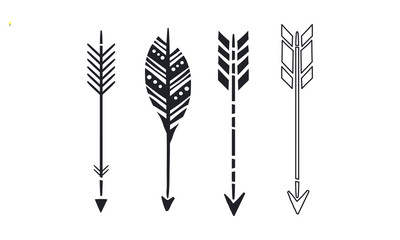 Set of 4 black hand drawn arrows