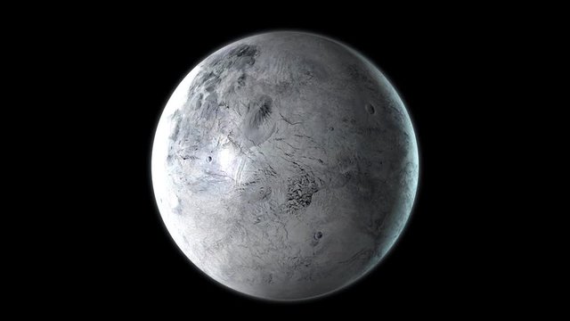 Eris dwarf planet rotating in its own orbit in the outer space. 3D Rendering