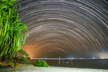 star trails on the beach