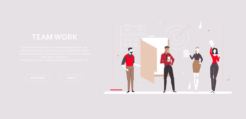 Team work - modern flat design style colorful banner