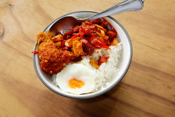 Stir Fried Pork with Korean Sauce With eggs and rice