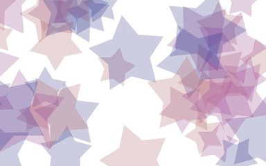Multi Colored translucent stars on a white background. Red tones. 3D illustration