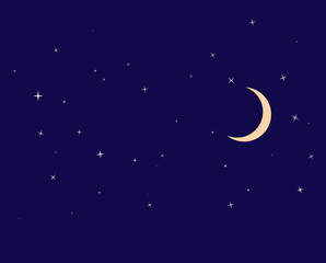 Naklejka na ściany i meble Moon and stars illustration