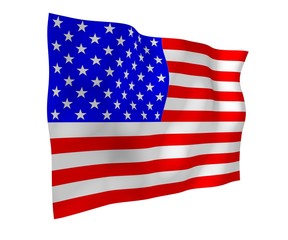 Obraz premium Waving flag of the United States of America. Stars and Stripes. State symbol of the USA. 3D illustration