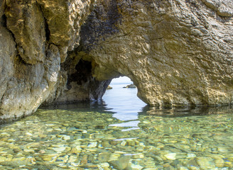 Landscape from a cave in the sea