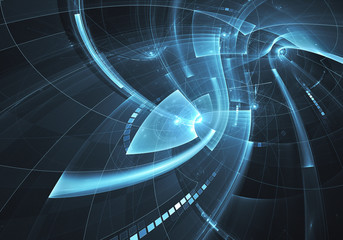 Abstract 3D fractal background, texture. Virtual Neon City