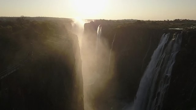 Mountaintop Aerial view of Waterfall