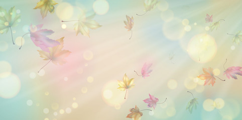 Fototapeta na wymiar Flying Autumn Leaves