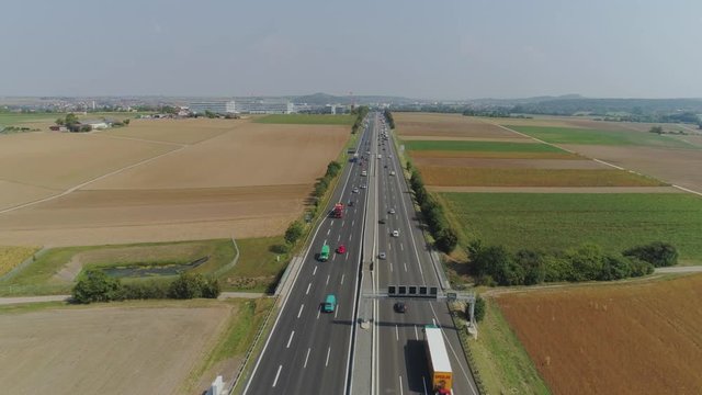 Cars on the Autobahn in Germany fast driving beautiful road