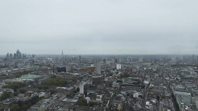 London, UK - September 23 2018: A timelapse shot from BT Tower's revolving floor on Open House Weekend.
