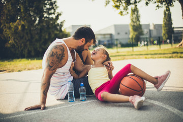 I love to playing basketball with you daddy.