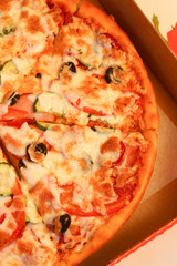 Homemade pizza with meat