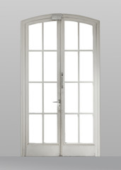 French door on a white wall