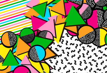 Background with colorful geometric figures.