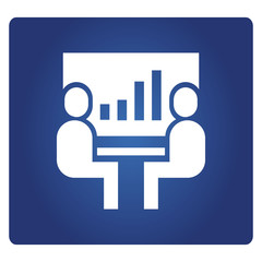 business people meeting bar chart with in blue background