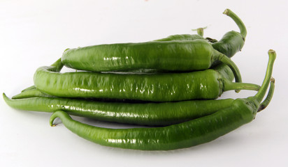 green pepper on white background