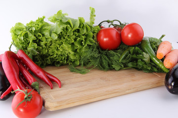 fresh vegetables on a cutting board