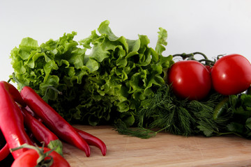 fresh vegetables on wooden background