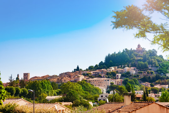 Fototapeta Panorama of Forcalquier town, Provence France Europe