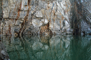 the reflection in the water