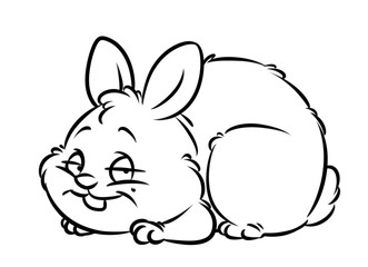 fat rabbit cartoon illustration isolated image coloring page