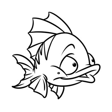 fish cheerful cartoon illustration isolated image coloring page