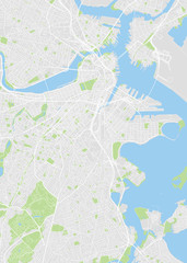 Fototapeta na wymiar City map Boston, color detailed plan, vector illustration