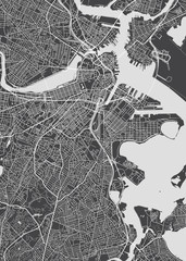 Obraz premium City map Boston, monochrome detailed plan, vector illustration
