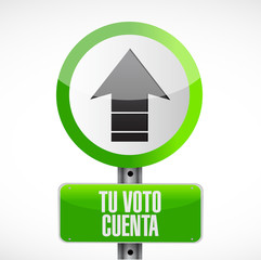 your vote counts in Spanish Street sign message