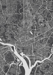 City map Washington, monochrome detailed plan, vector illustration
