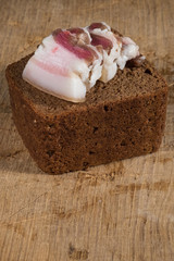 fresh bacon and rye bread natural foods for lunch a lot of protein and fat