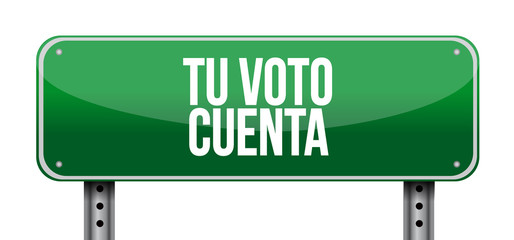 your vote counts in Spanish Street sign message concept