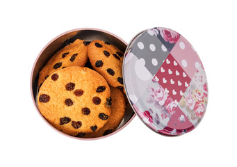 Box with a delicious homemade cookie. Close-up.